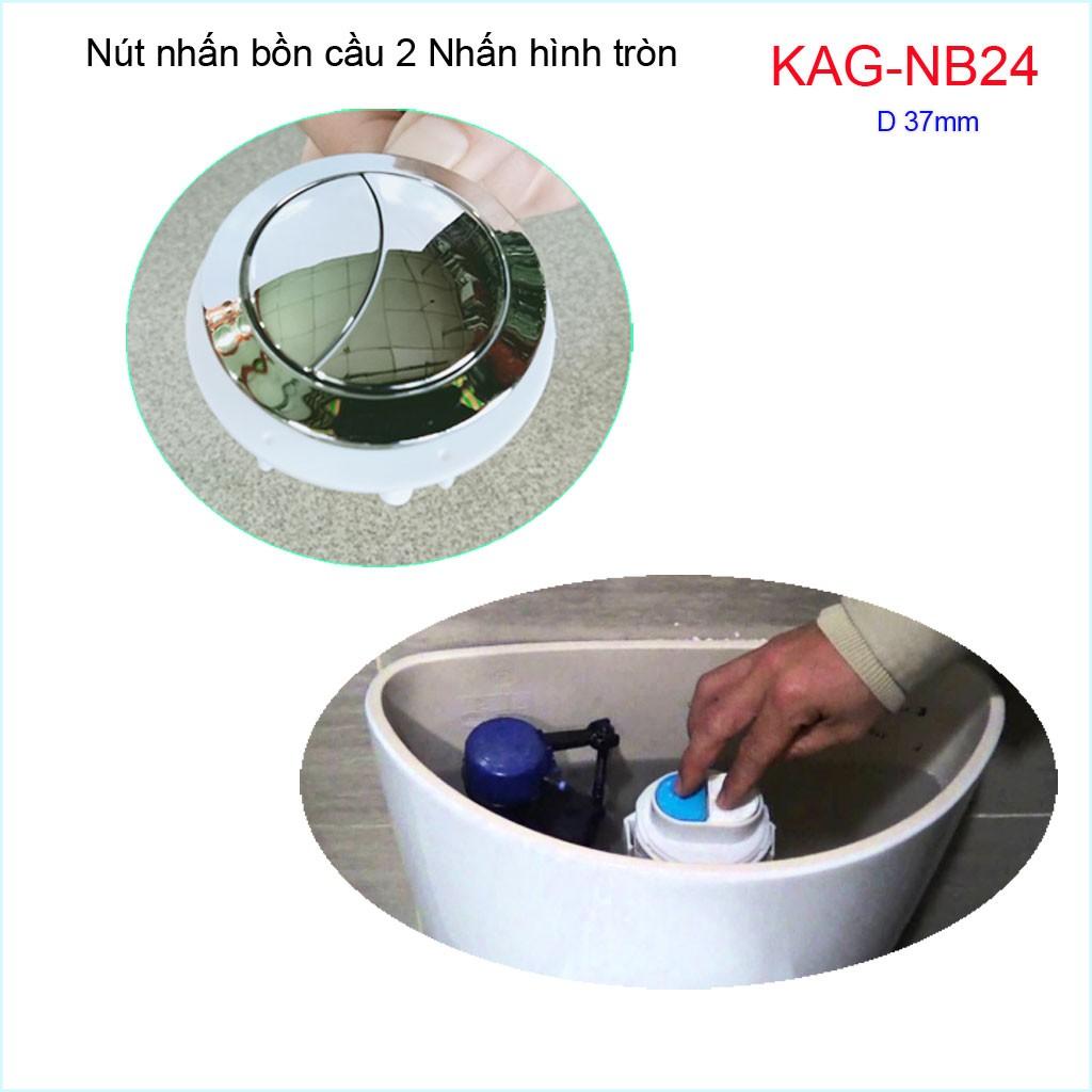 Nút 2 nhấn xả bồn cầu Kaiser, nút nhấn cầu xả 2 nhấn tròn lỗ sứ D3.7-4 cm, nút xả cầu KAG-NB24