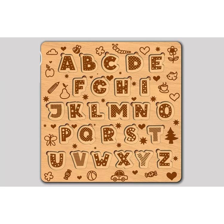 Bảng đồ chơi xếp hình bằng gỗ kèm màu tô cho trẻ nhỏ mẫu chữ cái
