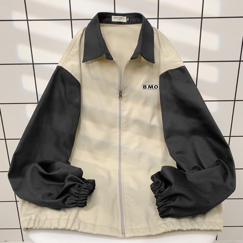 Áo Khoác Bomber Kaki BMO Phối Tay Form Rộng Nam Nữ Unisex