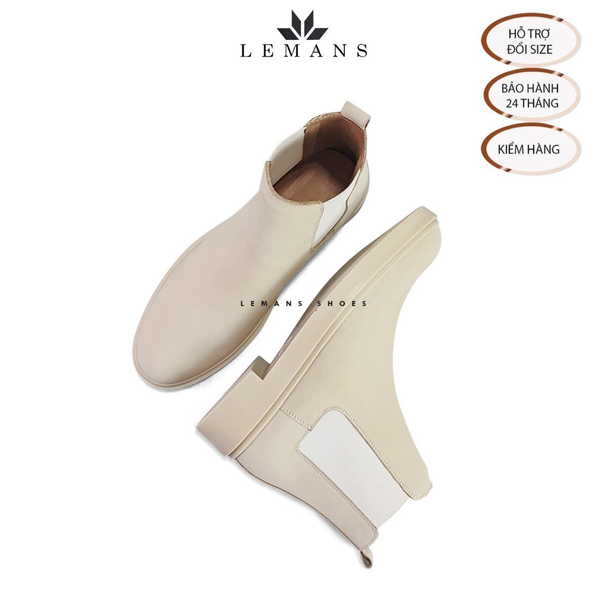Giày da bò Lộn NuBuck Chelsea Boots Tan LEMANS đế tan hạt kim cương tăng cao 4cm khuôn độc quyền BH 24 tháng