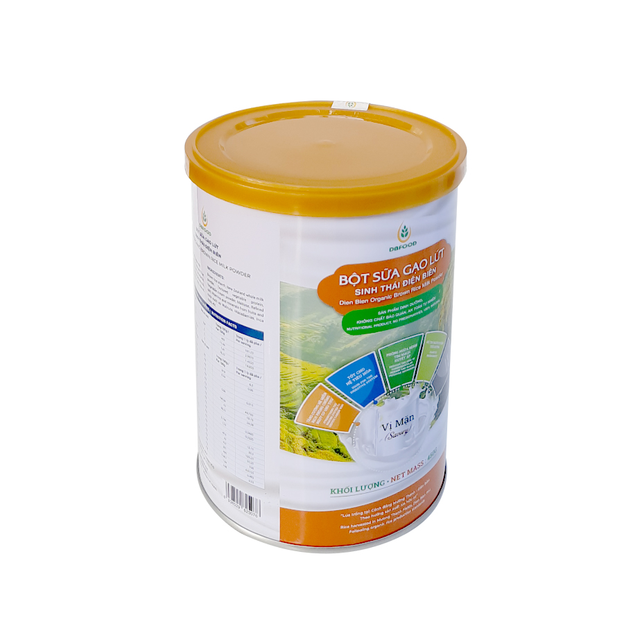 Hộp Bột sữa gạo lứt sinh thái Điện Biên DBFood (450g / Hộp , tùy chọn Vị mặn hoặc Vị ngọt) Dùng trẻ em ăn dặm, trẻ biếng ăn, người già, người bệnh cần bổ sung dưỡng chất