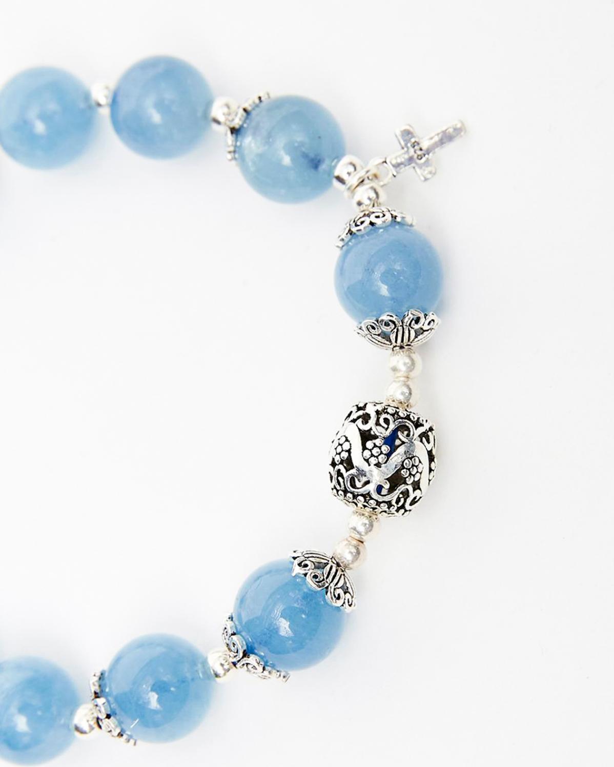 Vòng chuỗi Mân Côi Rosary Bracelet đá aquamarine - Ngọc Quý Gemstones