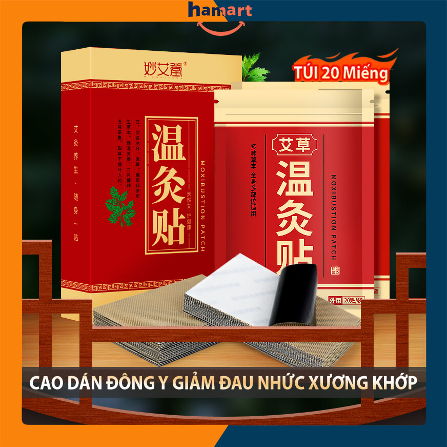 Túi 20 Miếng Dán Giảm Đau Xương Khớp Đông Y Cao Dán Ngải Cứu Giảm Vai Gáy Cột Sống Hiệu Quả