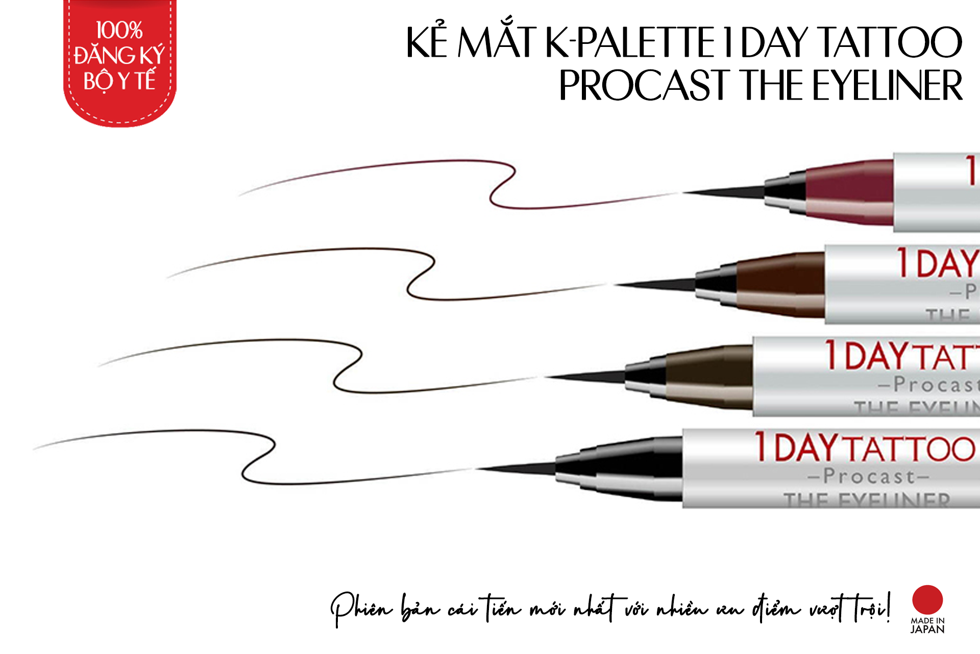 Bút Kẻ Viền Mắt K-Palette 1DAY TATTOO Procast Bền Màu Chống Nước Lâu Trôi 24h
