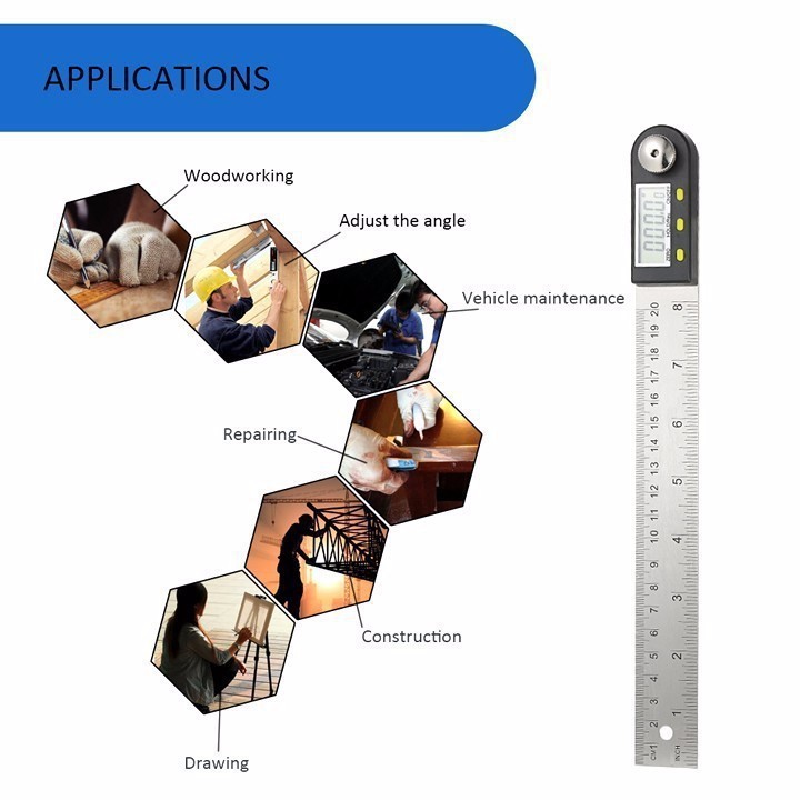 Thước Đo Góc Điện Tử Dài 20cm Đo 360 Độ Loại 3 nút chỉnh - Thước Đo Độ
