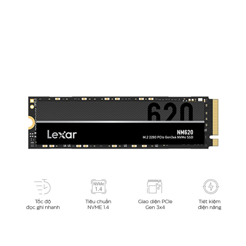 Ổ cứng SSD M.2 Lexar NM620 512GB NVMe 2280 PCle Gen 3x4 - Hàng chính hãng DigiWorld phân phối