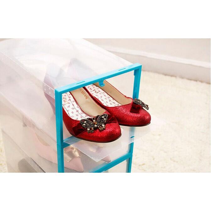 Set 2 Hộp Đựng Giày Dép Có Khung Viền Nhựa