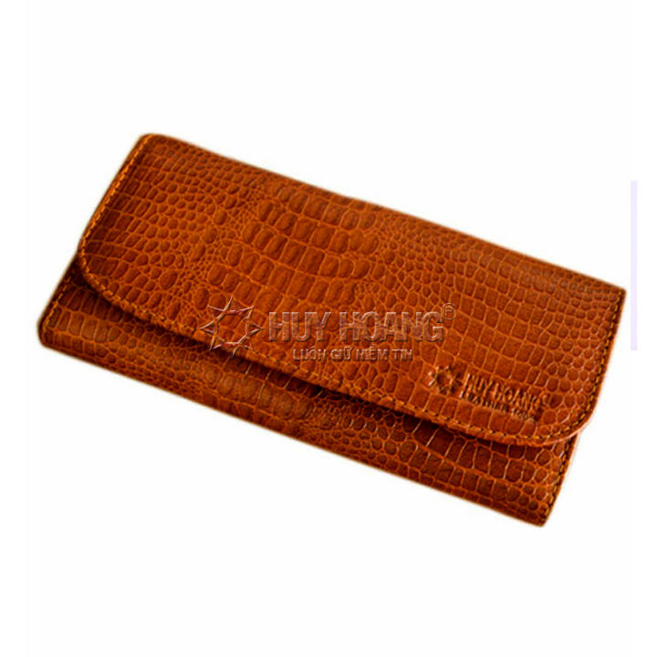 Bóp nữ vân cá sấu Huy Hoàng bấm nút màu da, đen, nâu HT3108-09-10