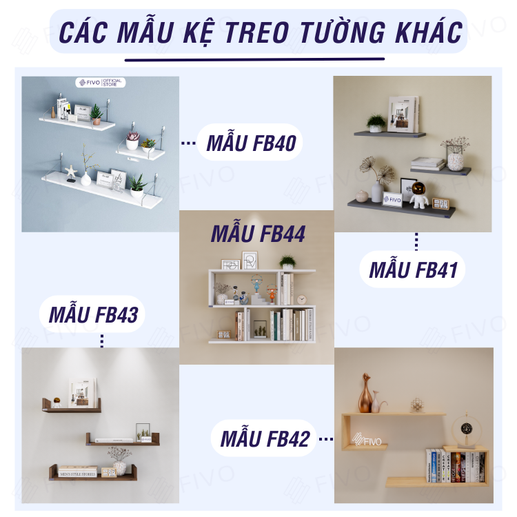 Kệ Sách Gỗ Treo Tường Chữ U FIVO FB43 Gỗ Dày Chống Ẩm, Sản Phẩm Vừa Treo Tường Vừa Có Thể Để Bàn, Phù Hợp Mọi Không Gian