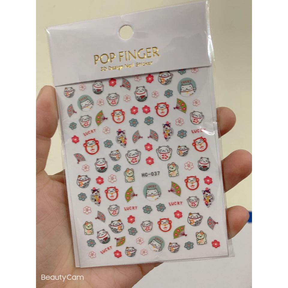 sticker tết trang trí nail hình thần tài