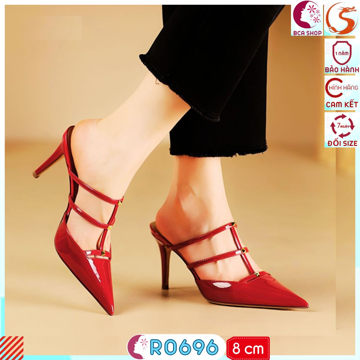 Giày cao gót nữ công sở 8 phân RO696 ROSATA, thiết kế mũi nhọn thời trang, thanh lịch tại BCASHOP