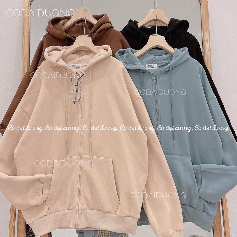 Áo khoác nỉ trơn mũ 1 lớp