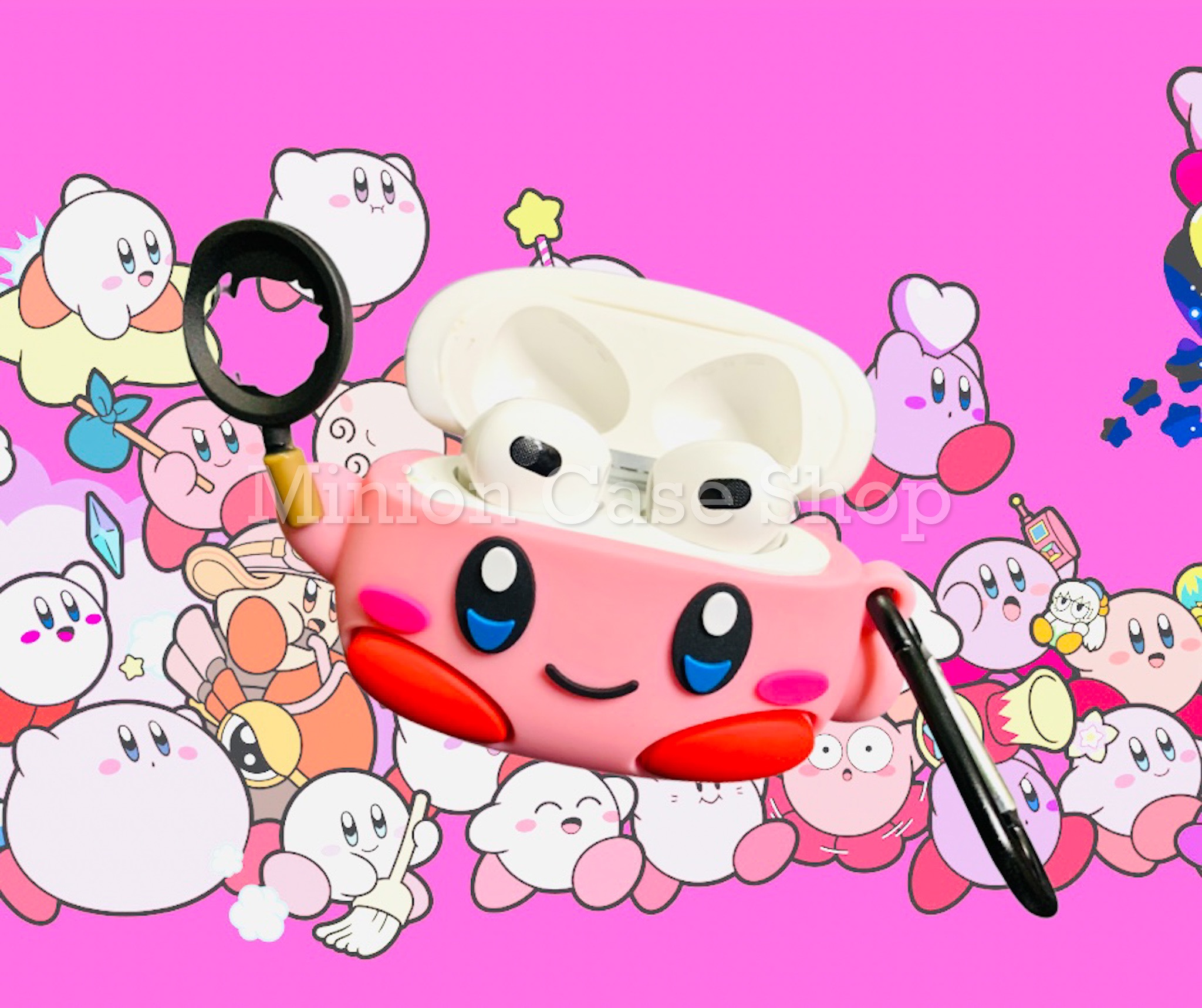 Bao Case Ốp dành cho Airpod 3 Kirby hồng siêu cool silicon 3d cao cấp