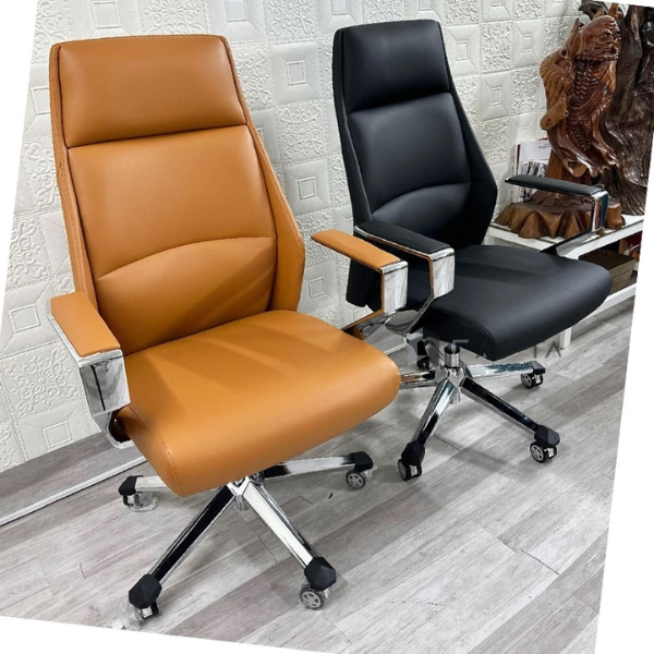 Ghế văn phòng Giám Đốc Nội thất Capta CM4498-P Ghế Lãnh đạo cao cấp nệm da pvc màu đen và nâu bò chân ghế hợp kim nhôm xoay nâng hạ độ cao tại tp hcm