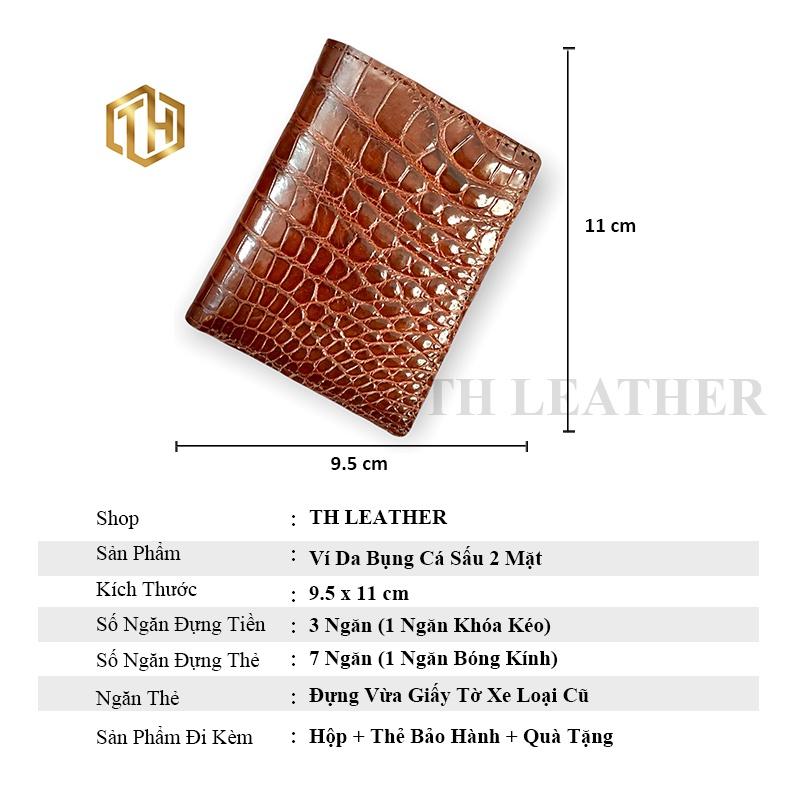 Ví Da Cá Sấu 2 Mặt Dáng Đứng Siêu Mềm, Bóp Nam Da Cá Sấu Cao Cấp Màu Nâu Đỏ, Ví Nam Da Bụng Cá Sấu - BH 24 Tháng