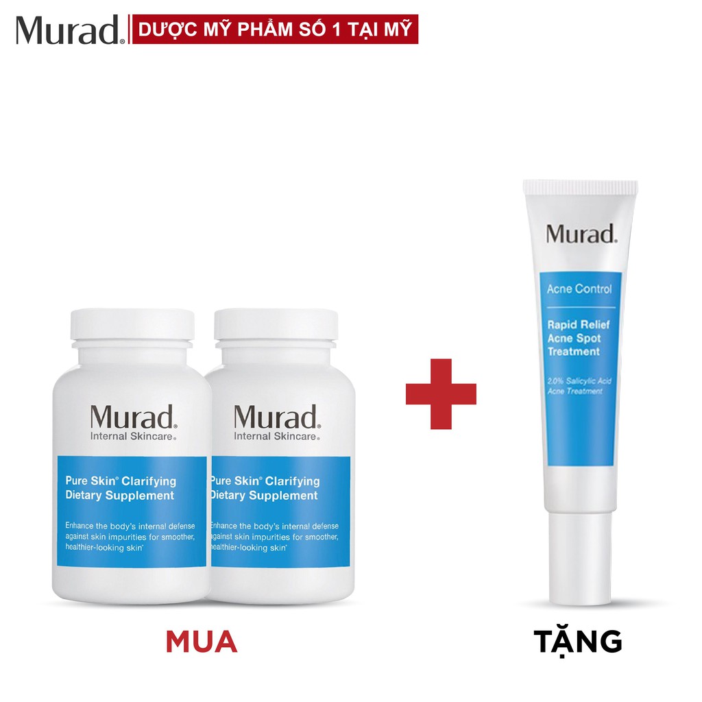 Mua 2 Viên uống Murad Pure Skin Clarifying Dietary Supplement 120 viên Tặng Rapid Relief Acne 15ml