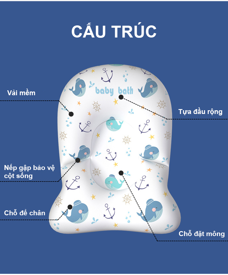 Đệm Tắm Đỡ Lưng Cho Bé Cleverbees Đảm Bảo An Toàn Khi Tắm Chất Liệu Mềm Mại , Phù Hợp Khớp Với Tất Cả Các Loại Chậu Tắm - Hàng Chính Hãng