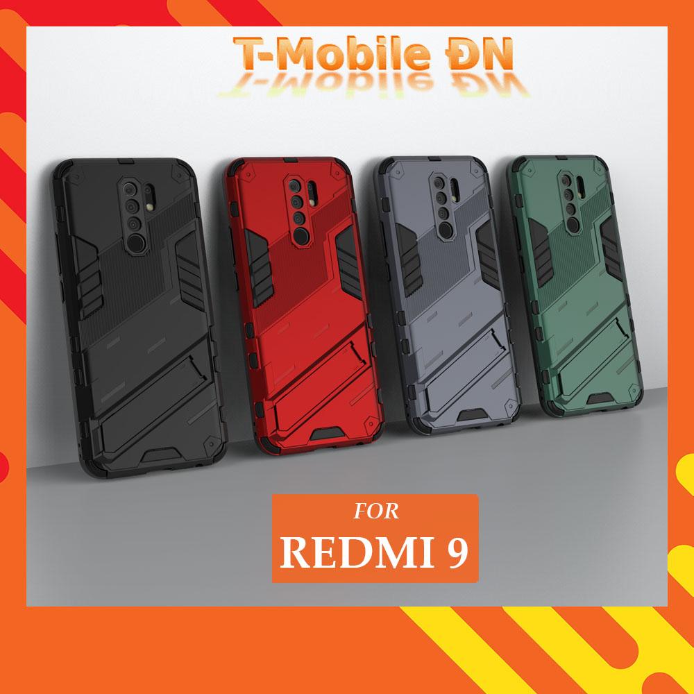 Ốp lưng cho Xiaomi Redmi 9, Ốp chống sốc Iron Man PUNK cao cấp kèm giá đỡ cho Redmi 9