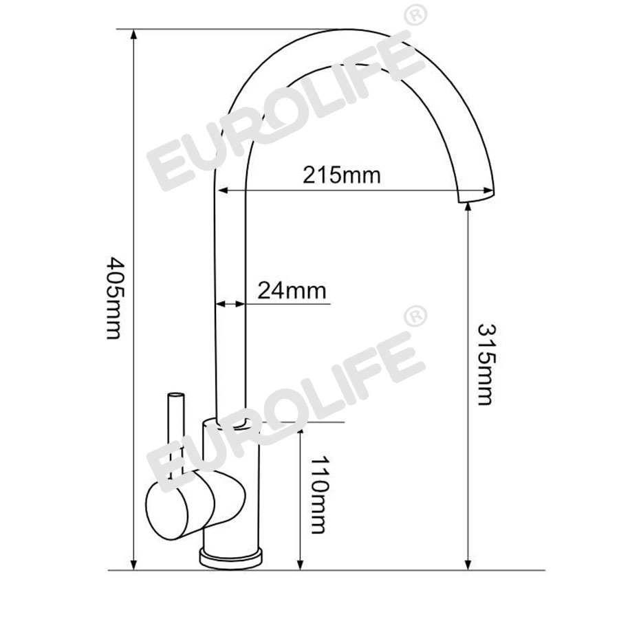 Vòi rửa chén nóng lạnh Inox SUS 304 nguyên khối Eurolife EL-KM09 (Trắng vàng)