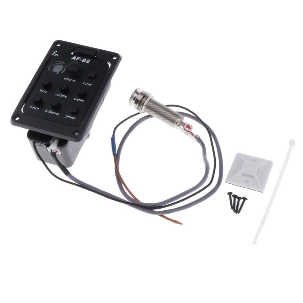 4 Band EQ Equalizer Acoustic Guitar Preamp Piezo Pickup Tuner Black