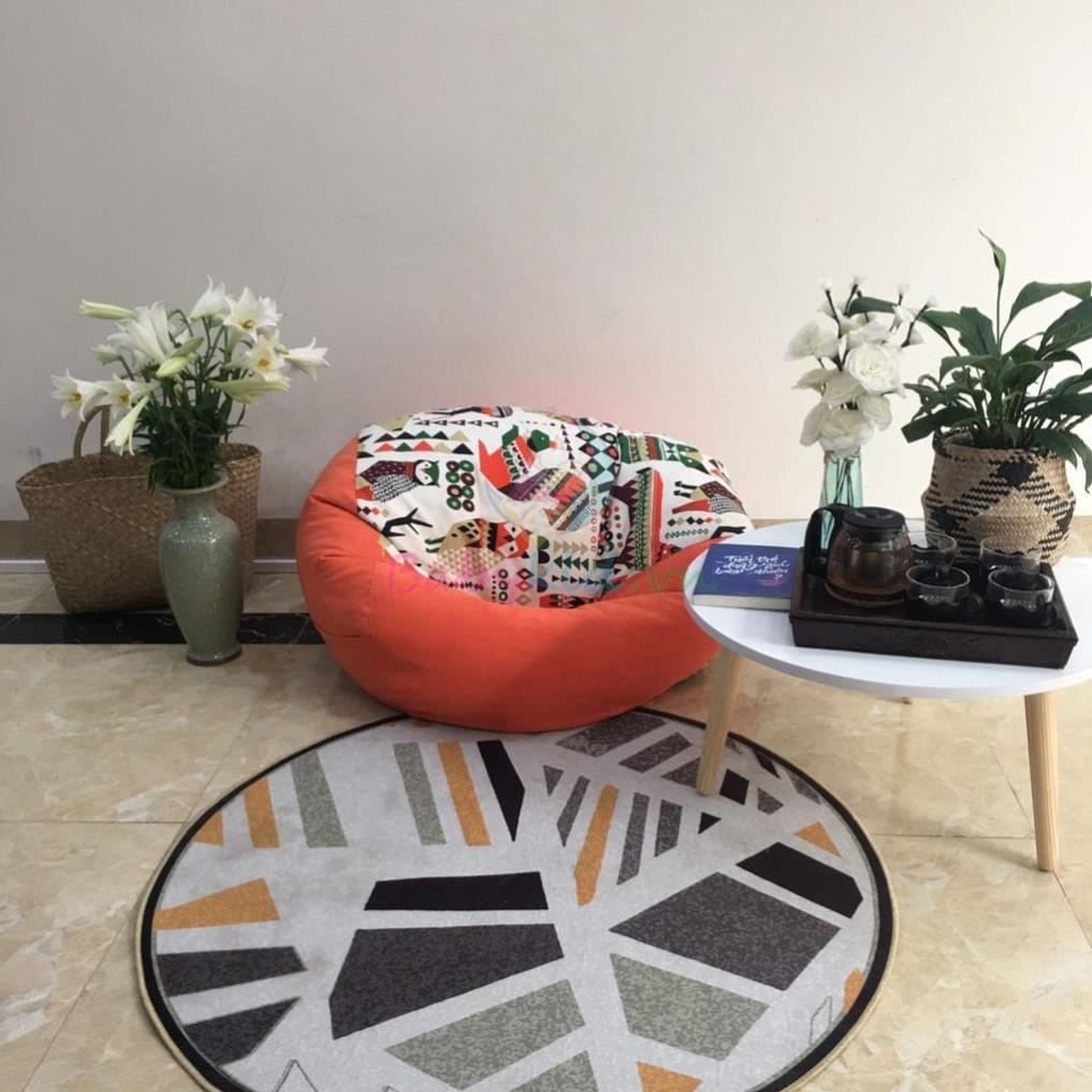 Ghế xốp size S, thú cam, canvas mix, có xốp