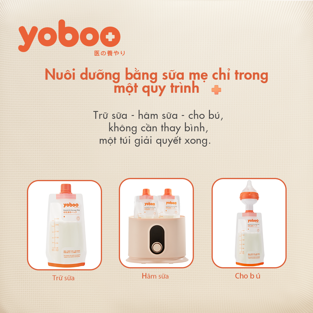 [Kèm cổ nối] Set 30 túi trữ sữa mẹ Yoboo YB-004 có nắp vặn dung tích 200ml chất liệu PET an toàn cho bé - Hàng chính hãng