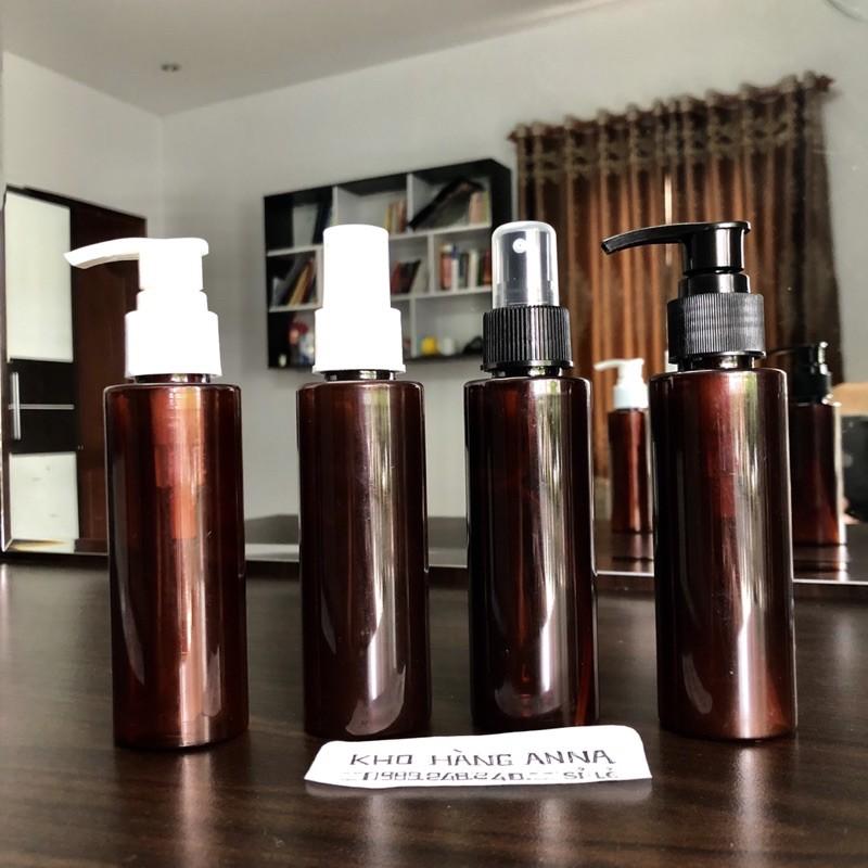 CHAI XỊT PHUN SƯƠNG 100ml- CHAI NHỰA PET 100ml/ 50ml/ 30ml nắp bật nhỏ giọt, Xịt giọt- Vỏ Chai nhựa màu nâu, trong suốt
