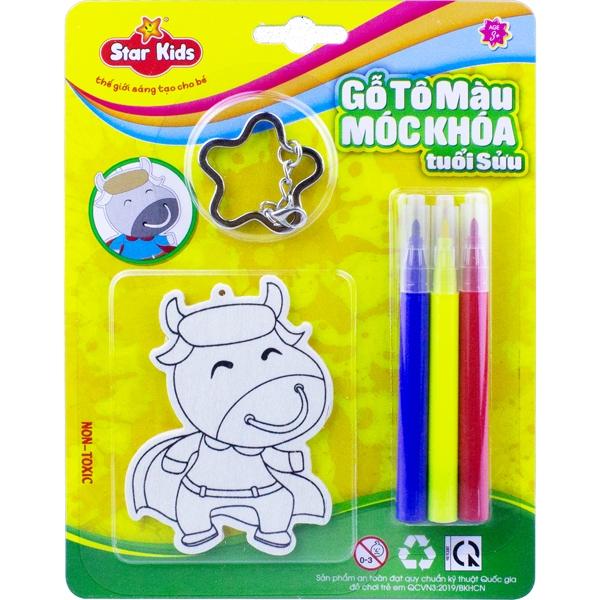 Gỗ Tô Màu Móc Khóa Tuổi Sửu K-231/2