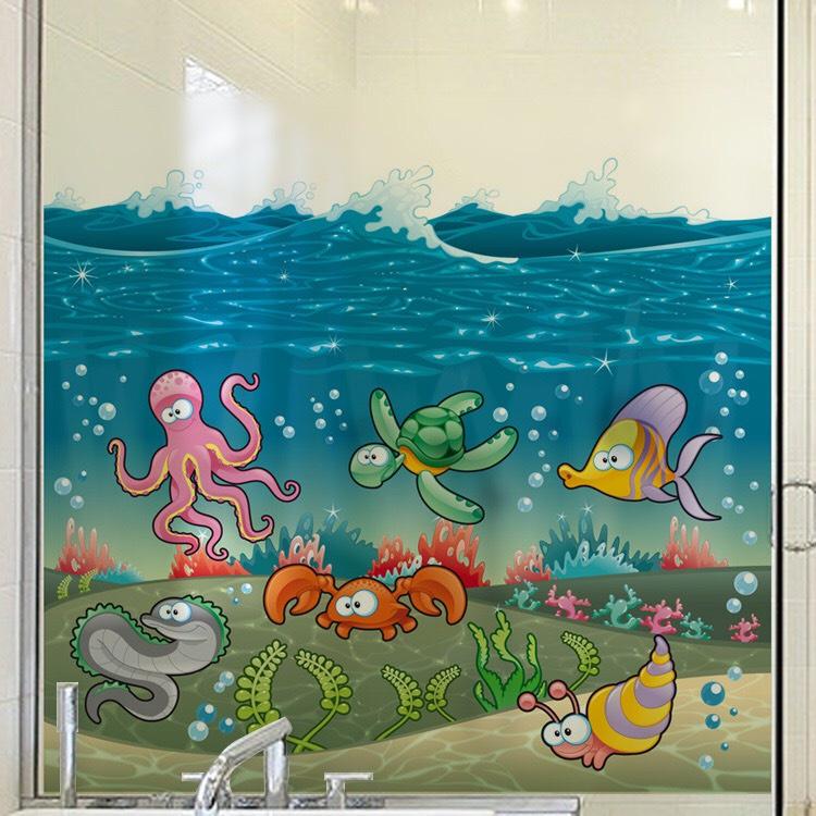 Decal dán kính Cao Cấp - Những người bạn dưới đáy đại dương