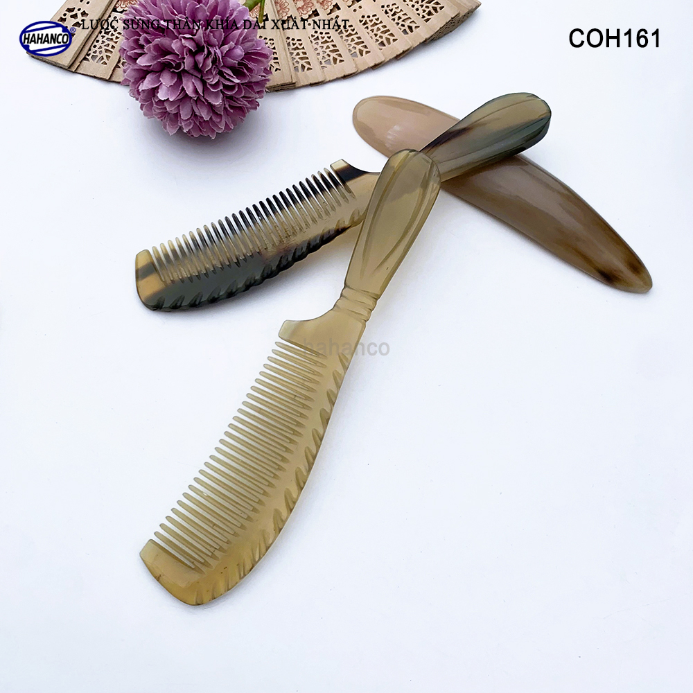 Lược Sừng Khía Dài Thon Gọn HAHANCO (Size: M - 18cm) Mẫu Lược Thông Dụng - COH161