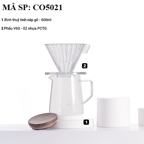 Bộ combo Gift Set pha cà phê V60 02 hiện đại CAFE DE KONA