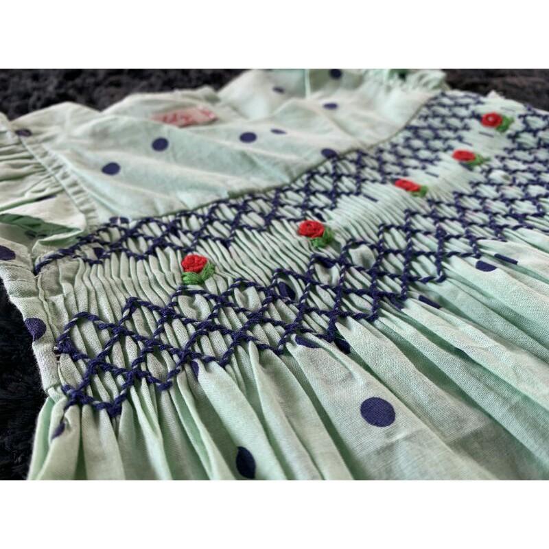 Váy xanh mint chấm bi V29