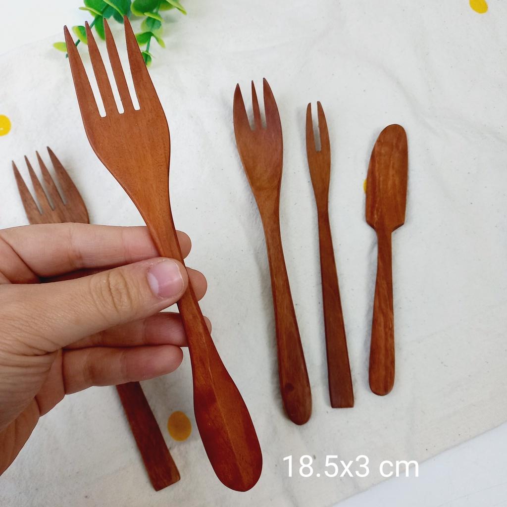 Bộ Dao Dĩa Gỗ Nhãn Tự Nhiên, Ăn Bánh, Uống Trà, Phết Bơ Bánh Mỳ, Dĩa Cắm Hoa Quả An Toàn, Chụp Ảnh Trang Trí