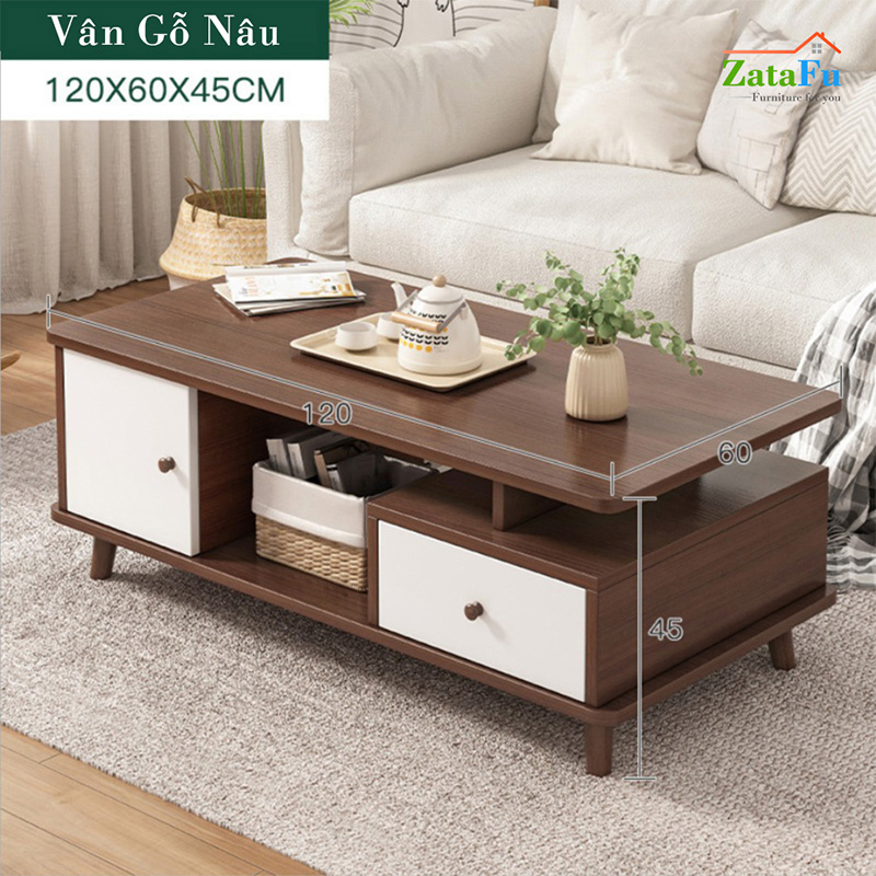 Bàn Trà Sofa Gỗ Phòng Khách Hiện Đại Chân Gỗ BSF-02