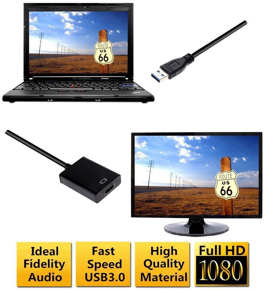 Cáp chuyển USB ra HDMI có âm thanh UTH1080 - FullHD (Đen)