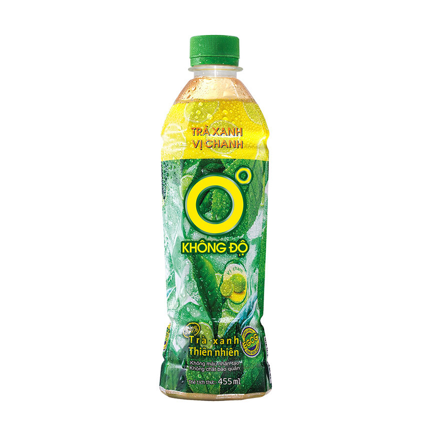 Thùng 24 chai Trà xanh vị chanh Không Độ chai PET 455 ml