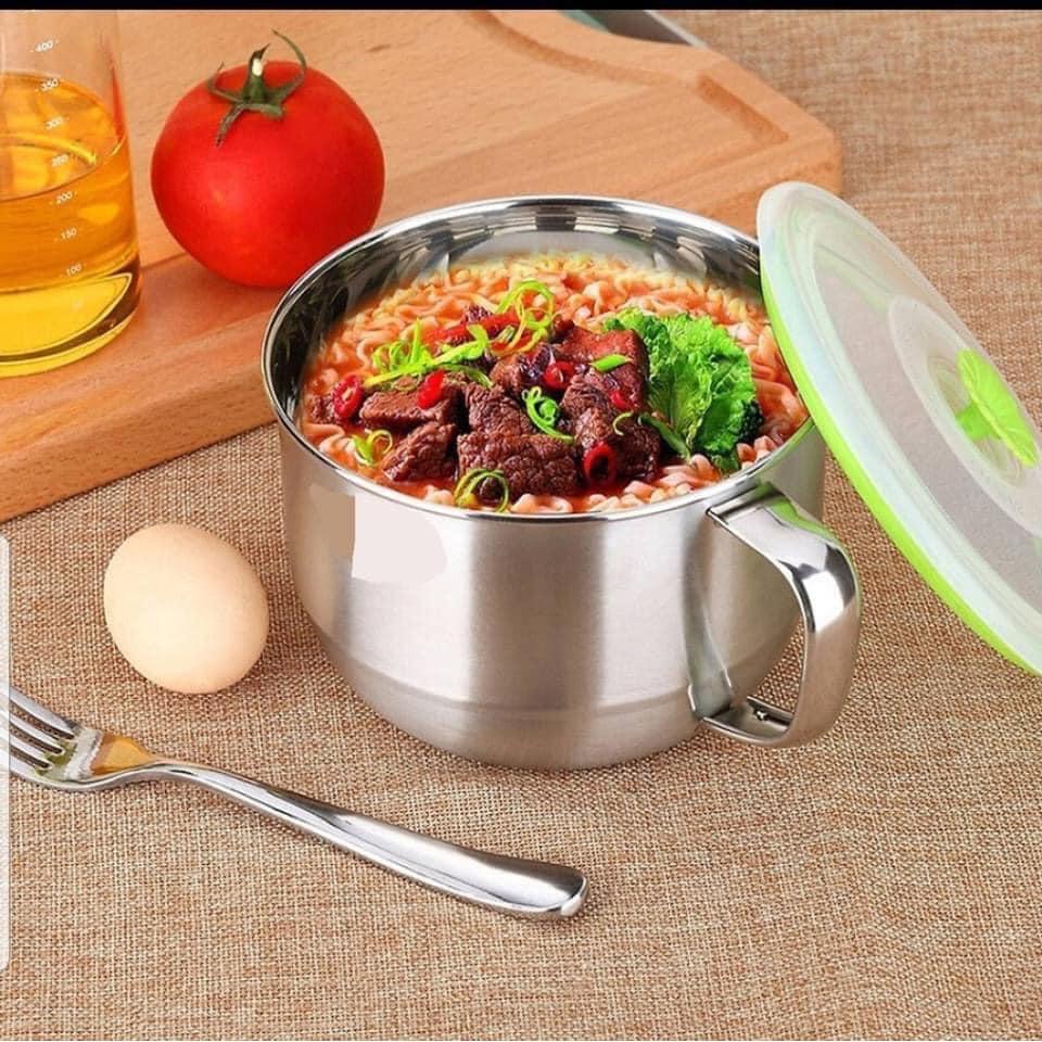 CA CHÁO,C A MÌ INOX CÓ NẮP ĐẬY, CÓ TAY CẦM TIỆN DỤNG