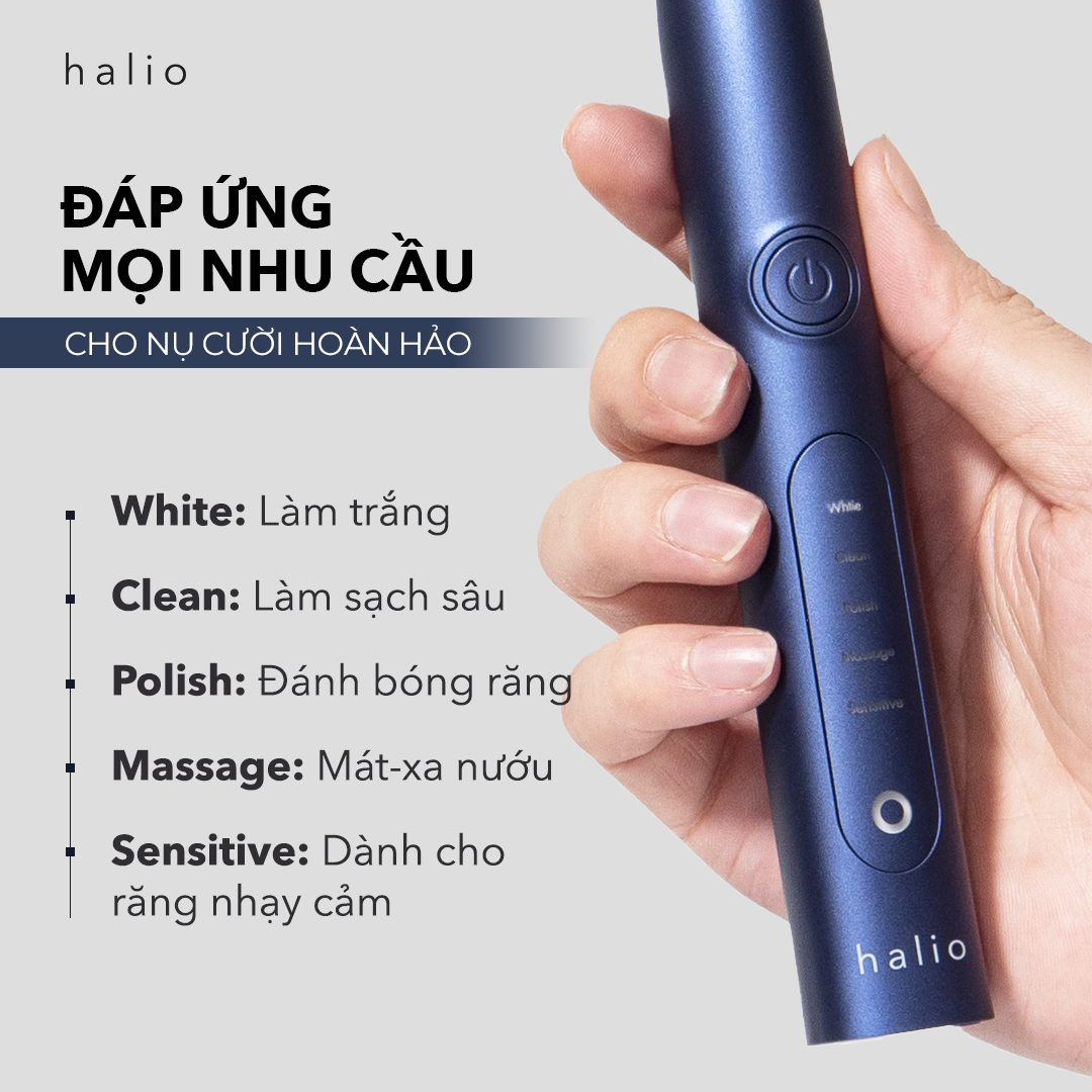 Combo Bàn Chải Điện Làm Trắng Răng Halio Sonic Whitening Electric Toothbrush PRO ( Rose & Midnight Blue)