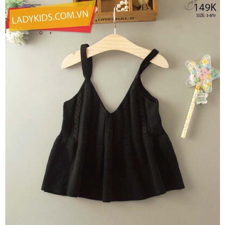 Áo len bé gái hai dây, len cao cấp trẻ em