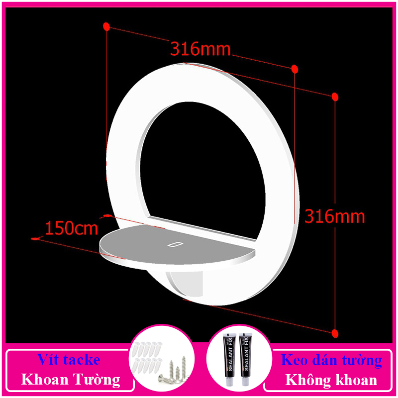 Kệ treo tường trang trí không cần khoan, chất liệu gỗ Pitech cao cấp màu trắng, đặt bình hoa, siêu cute, siêu dễ thương - C17