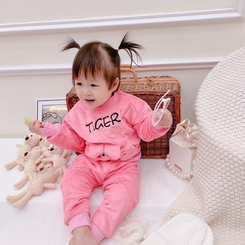 Bộ nỉ lông quần áo bé trai bé gái 8-18kg ảnh thật 100