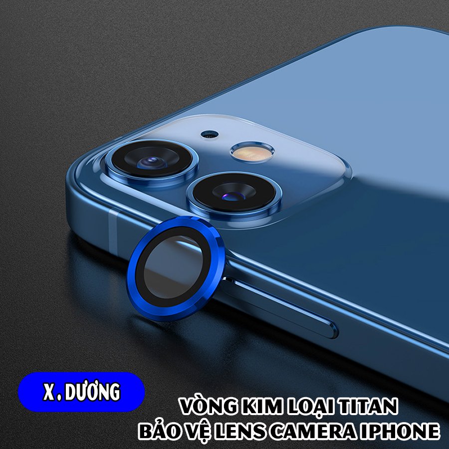 Tặng hộp đựng lens cao cấp - Vòng kim loại titan bảo vệ lens camera dành cho các dòng iphone 11 / iphone 12 - Xanh dương