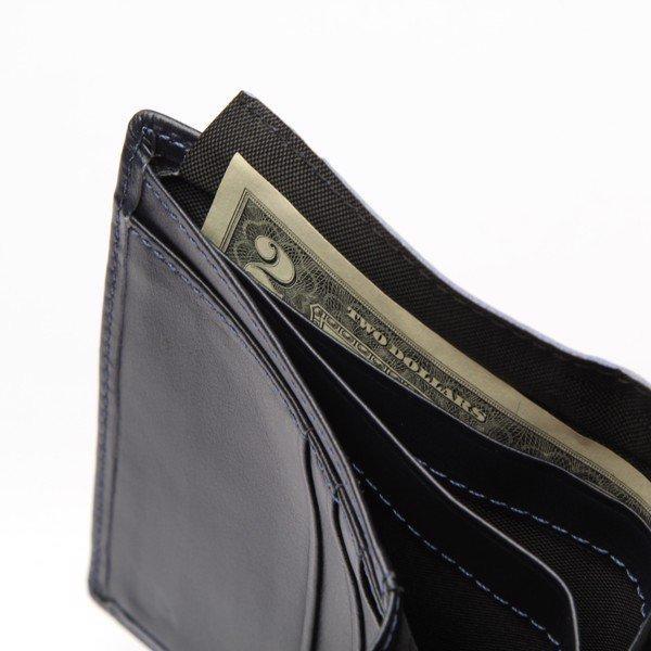 Bóp ví nam da bò thật 4U cao cấp dáng đứng cánh lật, có nhiều ngăn đựng tiền và thẻ FB205 (đen - xanh dương)
