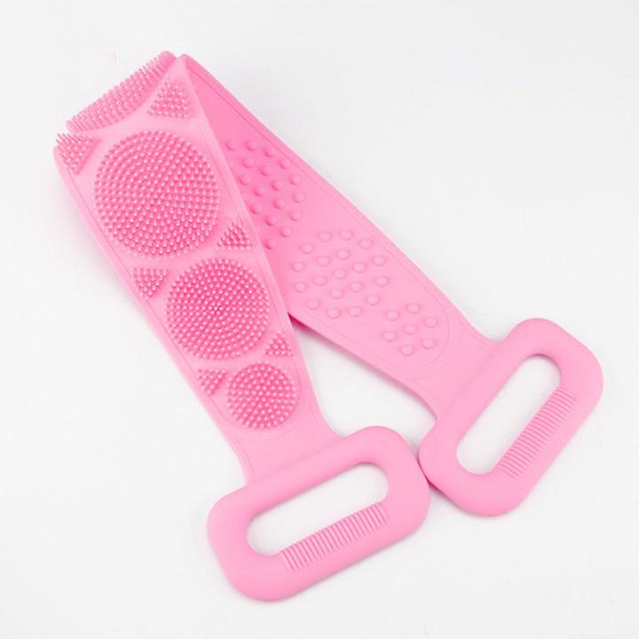 Dây Đai Chà cọ Lưng 2 Mặt Đa Năng bằng silicon kỳ cọ massage tẩy da chết khi tắm, giảm mụn lưng TT&GD