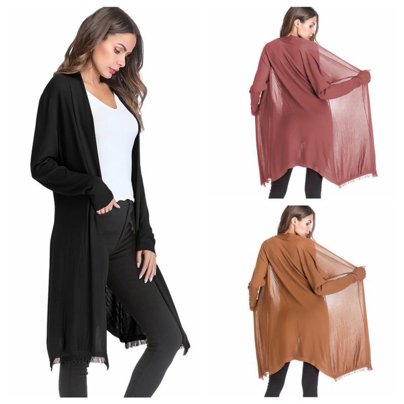 Áo khoác cardigan nữ dài tay màu trơn thời trang