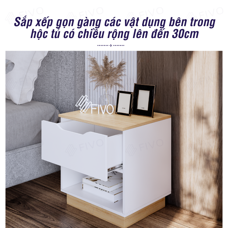 Tủ Đầu Giường Mini Hộc Tủ Có Ray Kéo Cao Cấp Thiết Kế Hiện Đại FIVO FT18 Phù Hợp Với Mọi Không Gian Phòng Ngủ