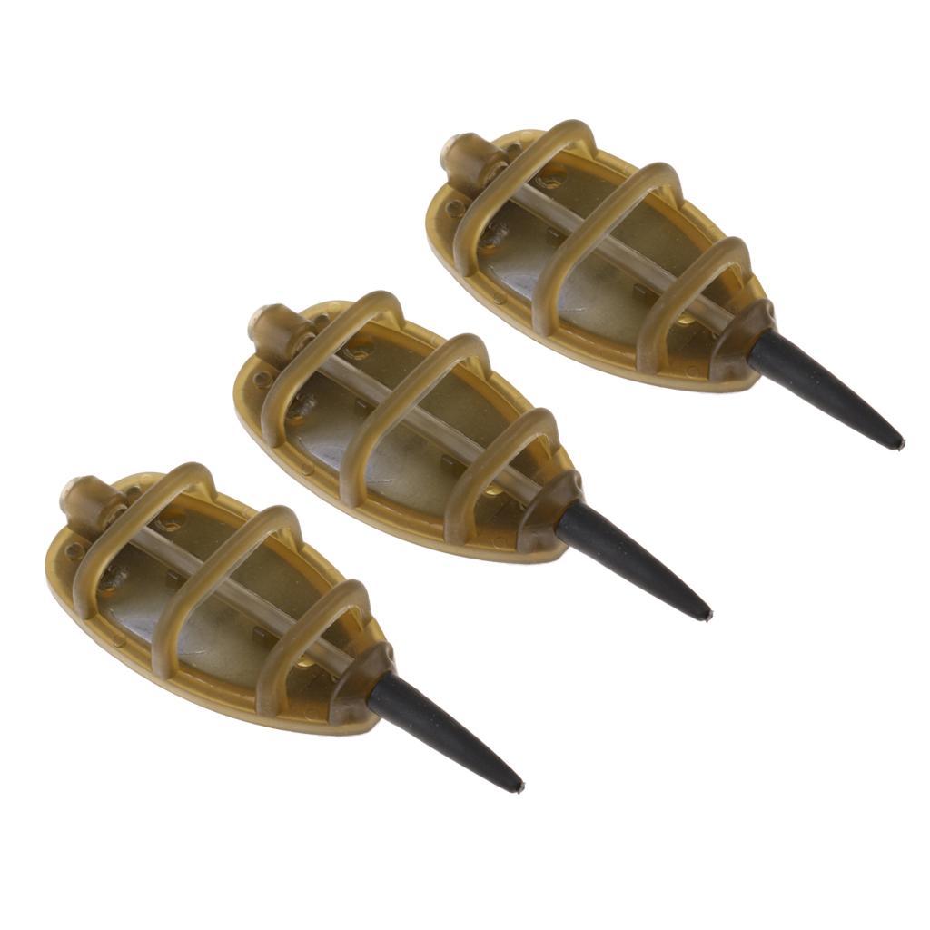 3Pcs Inline Method Feeder Set Carp Fishing Tackle Bait Cage with Lead Sinker