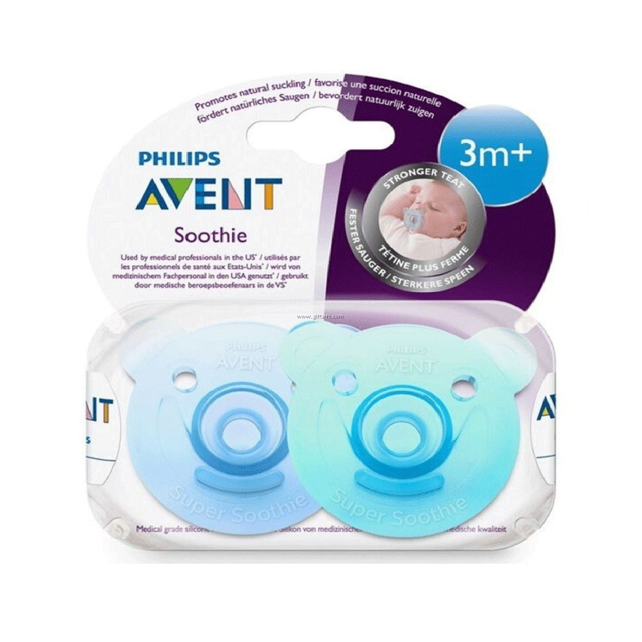 Vỉ 2 núm ty ngậm đúc khối Philips Avent chuẩn y tế SCF194/03 cho bé từ 3-18 tháng