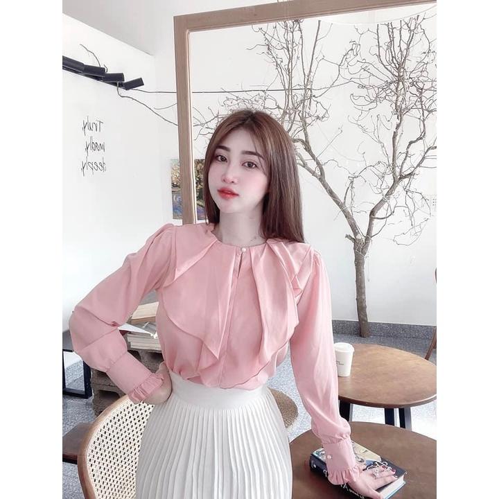 ÁO SƠ MI NỮ CHẤT VOAN MỀM MỊN , BÈO TUA RUA CỰC NỮ TÍNH AM60