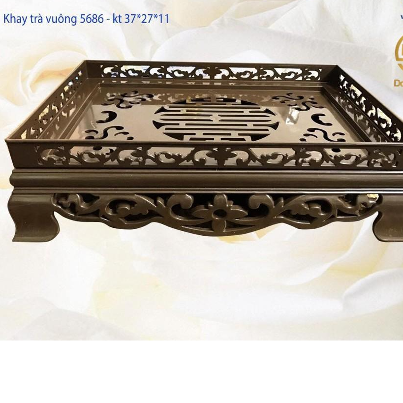 Khay trà đựng ấm chén nhựa giả gỗ sang trọng